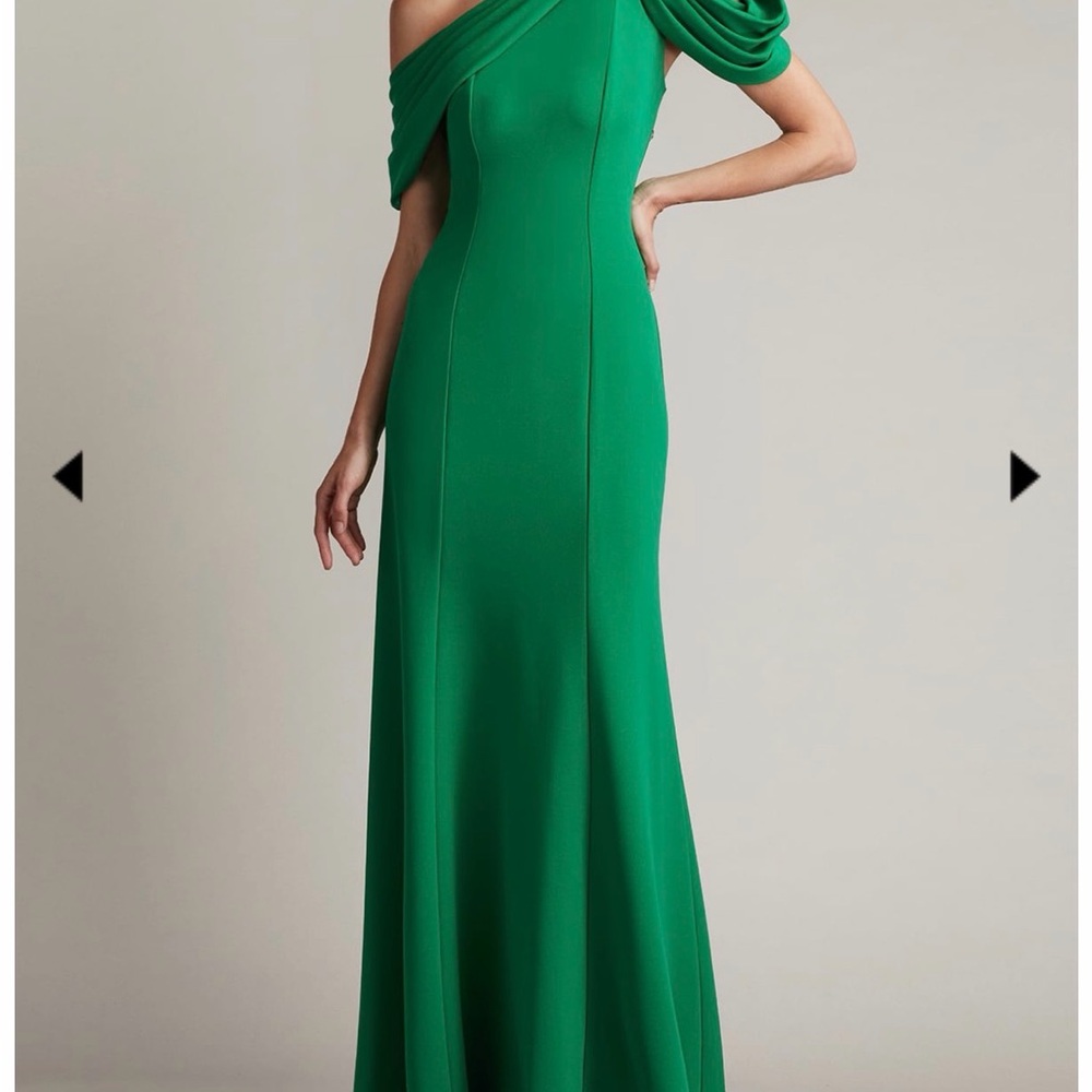 Tadashi Shoji Emerald Off-Shoulder Maxi Dress